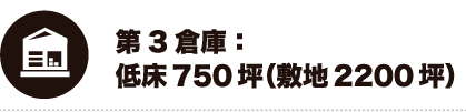 第3倉庫：（低床750坪）敷地2200坪